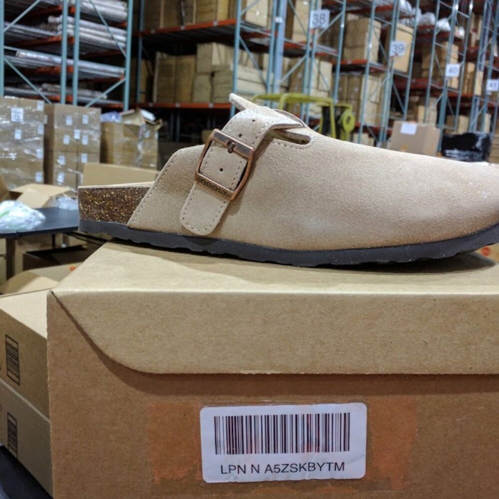 ODOLY Genuine Suede Clogs for Women Men Soft Cork Shoes Arch Support, Mocha 41